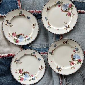 Antique 1900s royal grafton China saucer - set of four saucers - garden